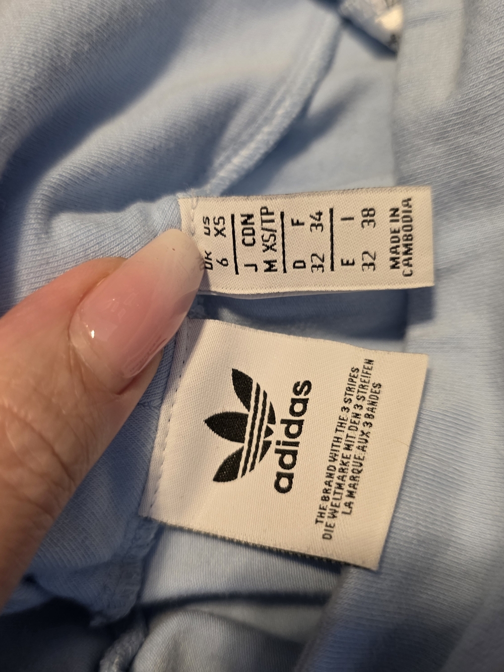 Adidas Baby Blue Leggings White Stripe Y2K Athletic High Waisted XS - Picture 3 of 3
